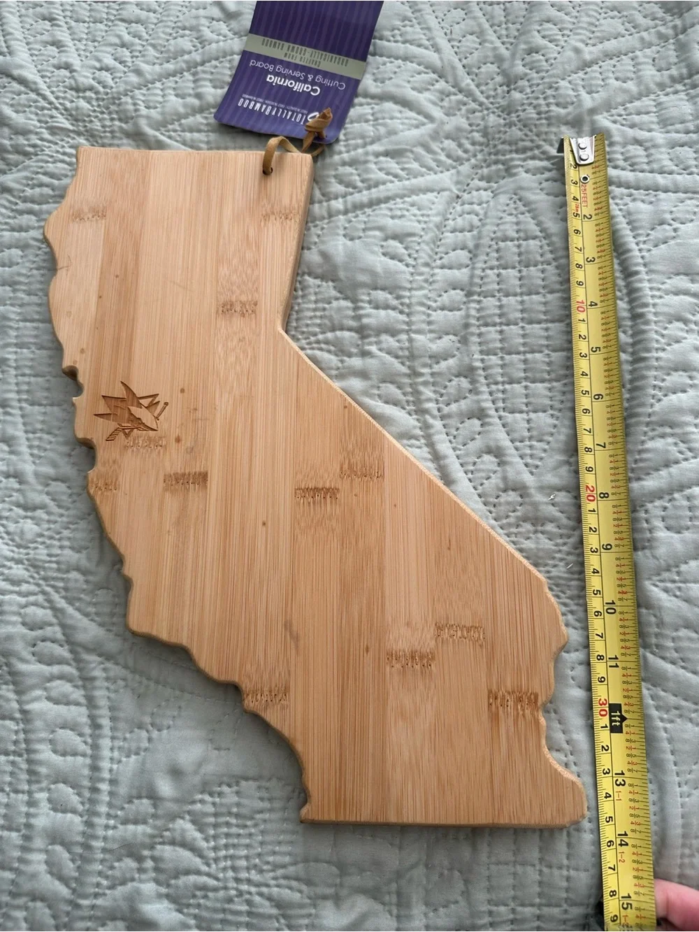 Bamboo California State Cutting & Serving Board 11” x 14” New with tags